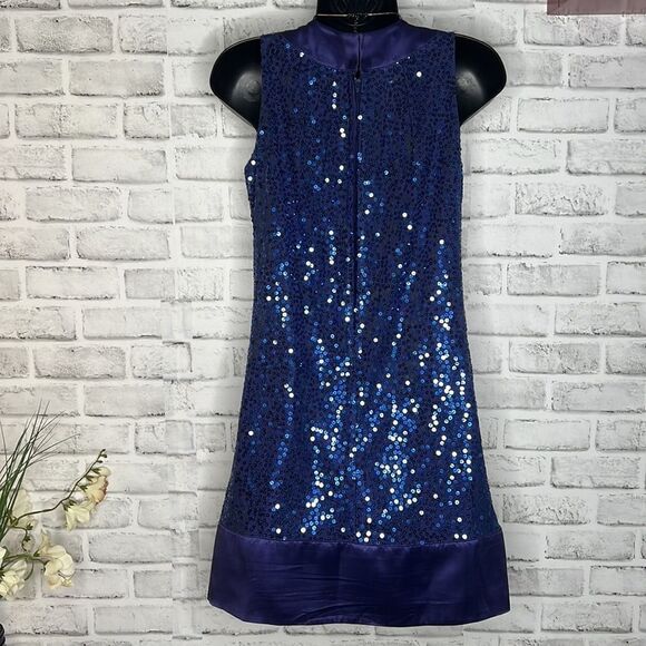 Betsey Johnson Silk Blue Sequins Evening Dress Cocktail Prom Party Size 2 - Picture 4 of 8